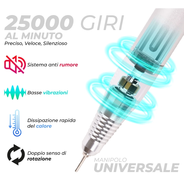 Fresa per Unghie Professionale – Micromotore per Rimozione, Preparazione e Dry Manicure | Benail