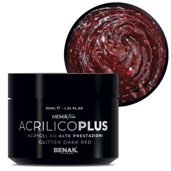 Acrilico Plus 30ml - Glitter Dark Red | Spedizione in 24H | Benail it