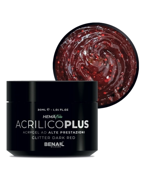 Acrilico Plus 30ml - Glitter Dark Red | Spedizione in 24H | Benail it