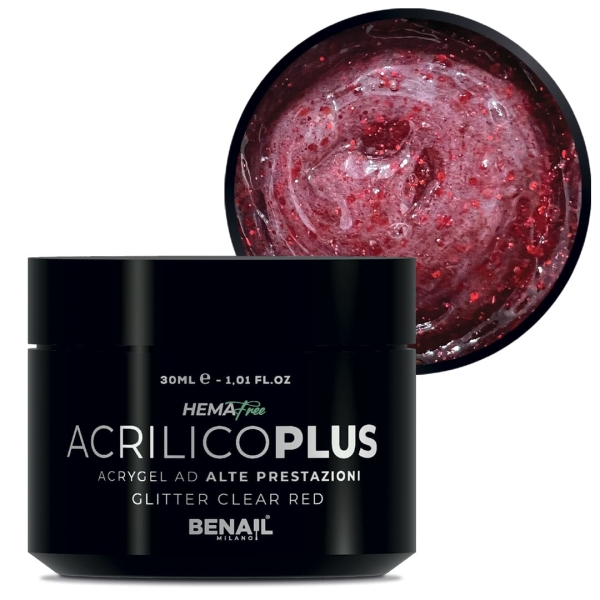 Acrilico Plus 30ml - Glitter Clear Red | Spedizione in 24H | Benail it