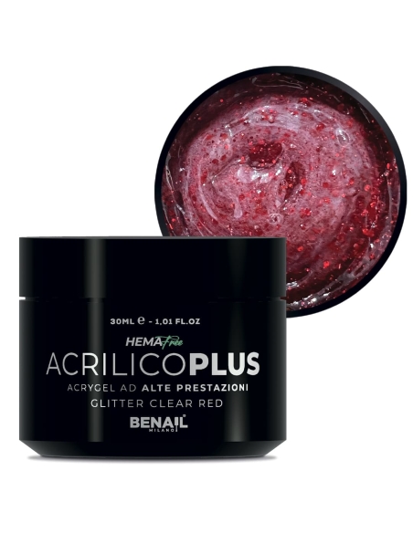 Acrilico Plus 30ml - Glitter Clear Red | Spedizione in 24H | Benail it