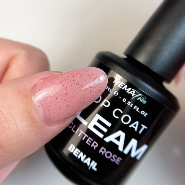 Top Coat Gleam - Glitter Rose - 15ml